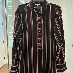 Max Studio Black and Red Striped Button down tunic top